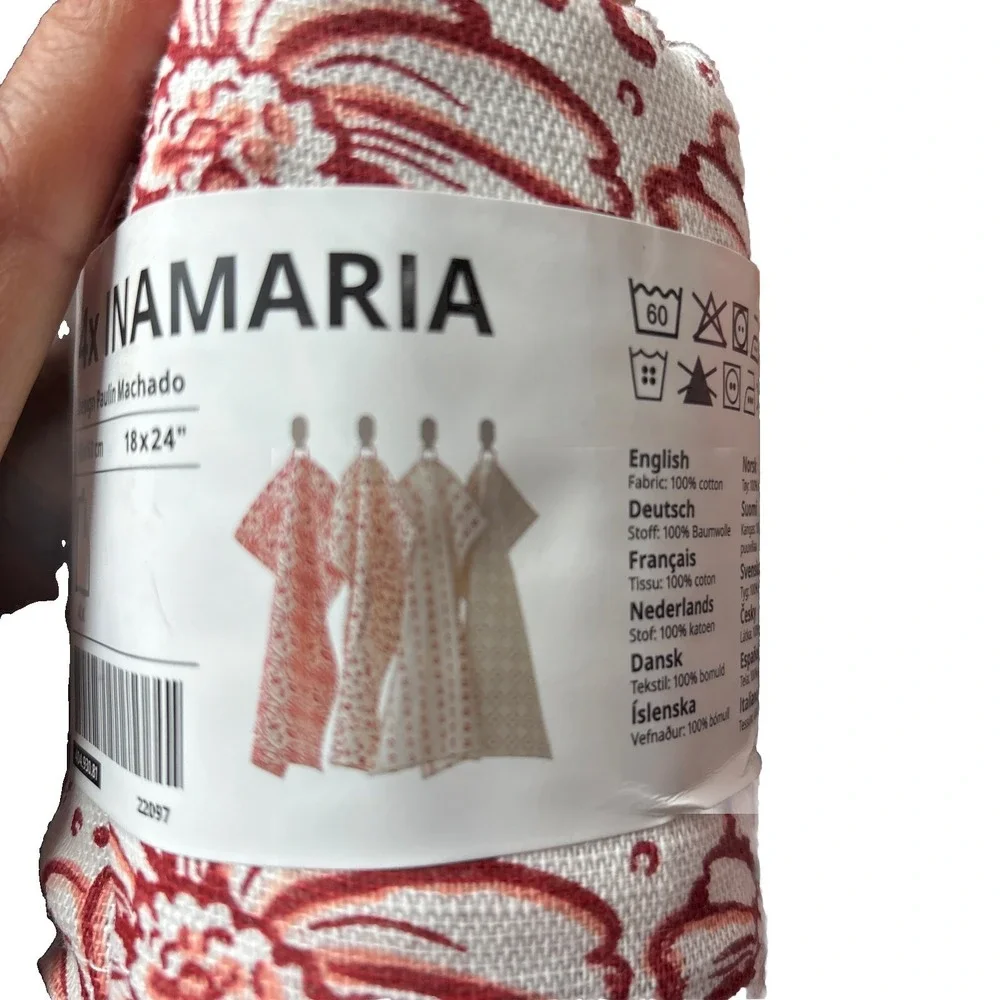 IKEA Inamaria 4 Pack Dish‎ Towel Floral 12x16